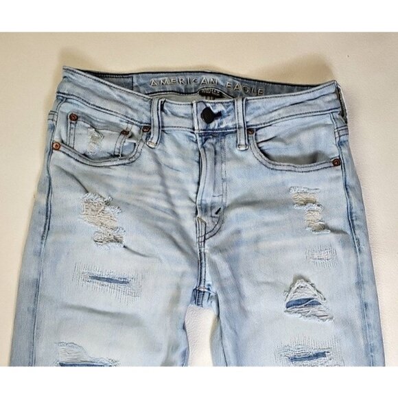 American Eagle "Athletic Skinny Airflex + Temp Tech" Size 29x32 Distressed Jeans - Picture 2 of 8